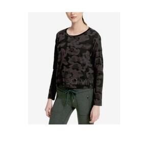 Calvin Klein Womens Performance Long Sleeve Cropped Logo T-Shirt Size XS